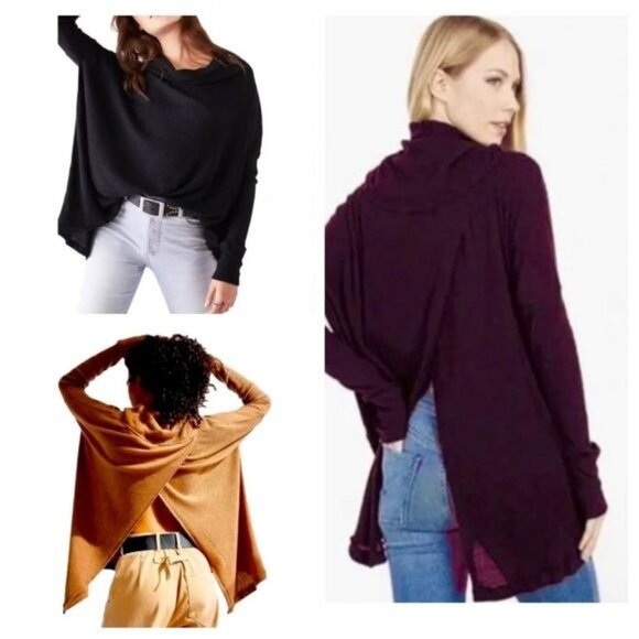 Free People Juicy Sweater Long Sleeve Cowl Neck Gold Harvest Moon S - Picture 7 of 15